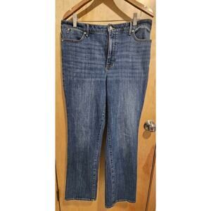 Talbots Jeans Womens 14 Blue Barely Boot Cut Curvy High Rise Medium Wash Denim